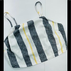 Gypsies & Moondust Ivory Striped Gathered Crop Top